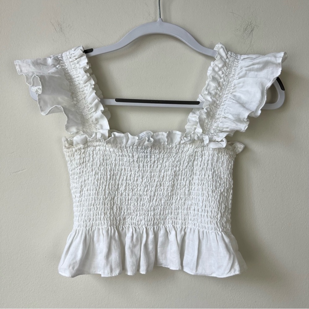 Hill House White Ruffled Top